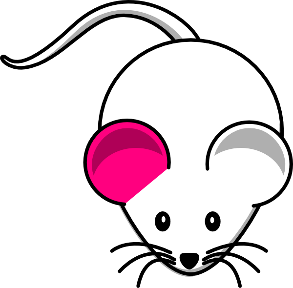 Single Pink Ear White Mouse Clip Art - Easy Mouse Face Drawing (600x590)