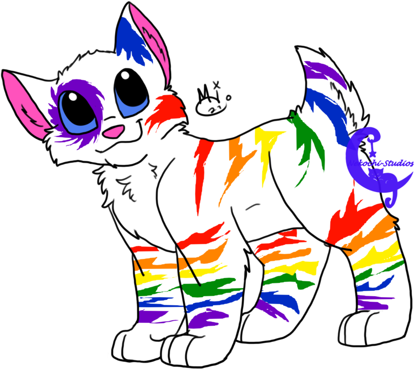 Rainbow Thunder Bobcat Design By Raythebishie Rainbow - Cartoon (1024x1006)