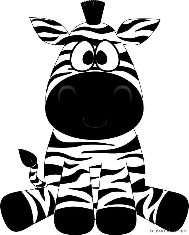Cartoon Zebra Animal Free Black White Clipart Images - Funny Zebra Drawing (644x800)