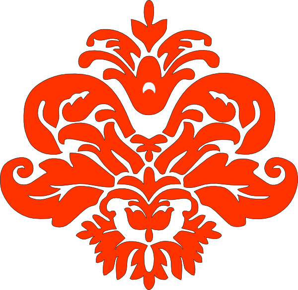 Orange Damask Clip Art At Clker Com Vector Clip Art - Black And White Damask Pattern Png (600x585)