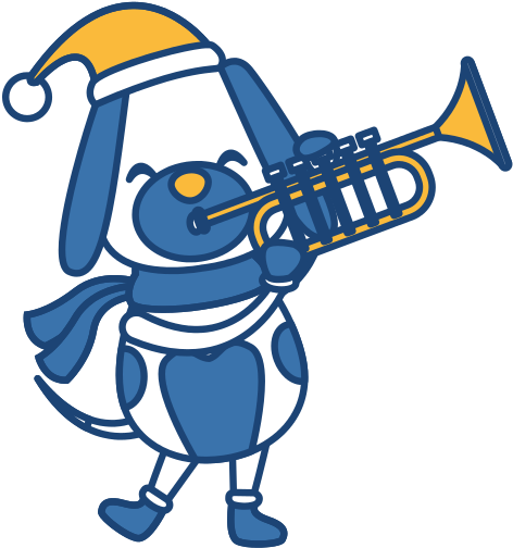 Christmas Dog With Trumpet Cartoon - Graphic Design (550x550)