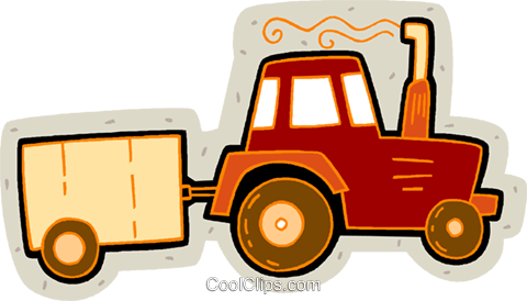 Tractor With Trailer Royalty Free Vector Clip Art Illustration - Cartoon Tractor And Trailer (480x274)