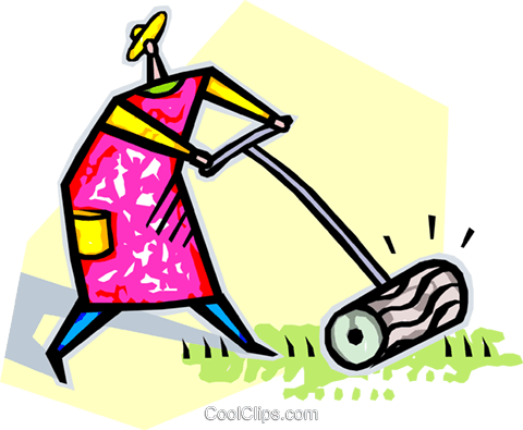 Person Cutting The Lawn Royalty Free Vector Clip Art - Person Cutting The Lawn Royalty Free Vector Clip Art (480x395)