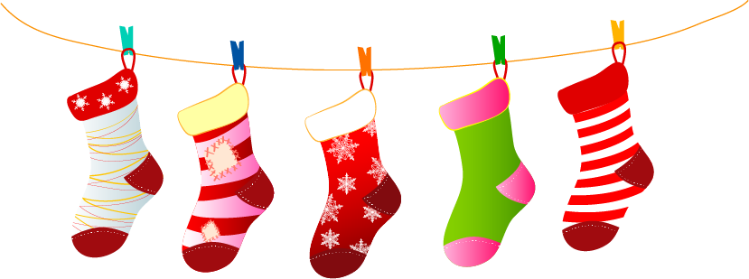 Santa Claus Christmas Stocking Sock Christmas Decoration - Vector Graphics (829x309)