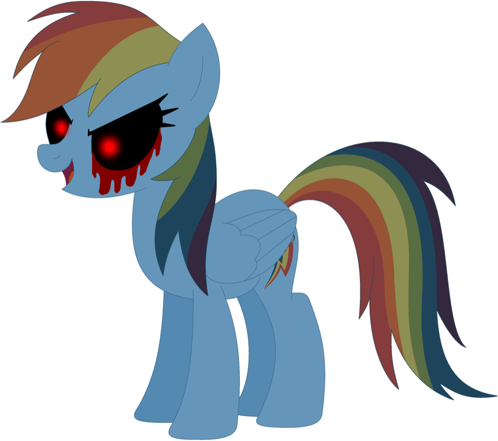Ra1nb0wk1tty, Black Sclera, Blood, Glowing Eyes, Rainbow - Rainbow Dash (1024x906)
