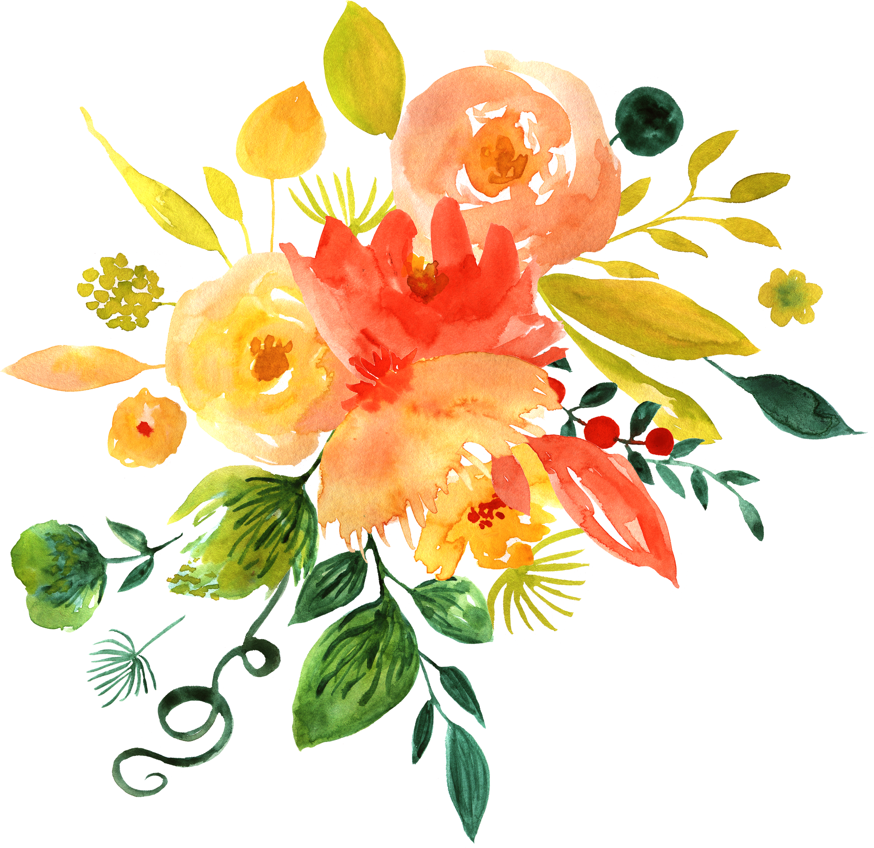 Floral Design Watercolor Painting Flower - Hand Painting Flowers Hd (3096x3040)