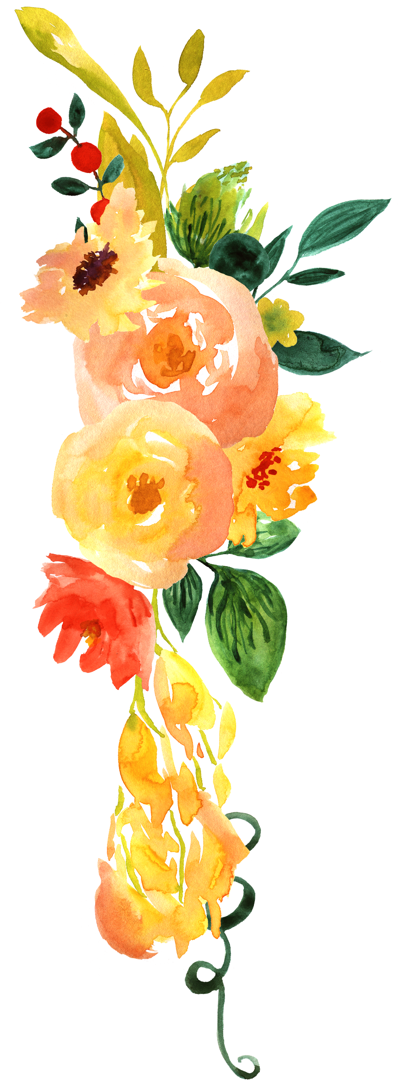 Floral Design Watercolor Painting Flower - Watercolor Painting (1616x3600)