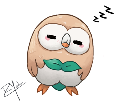 Rowlet Sleeping By Lianyadoran - Hamtaro (1024x724)
