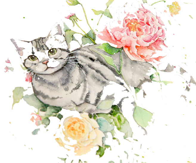 Watercolour Flowers Cat Watercolor Painting Drawing - Watercolor Painting (658x548)