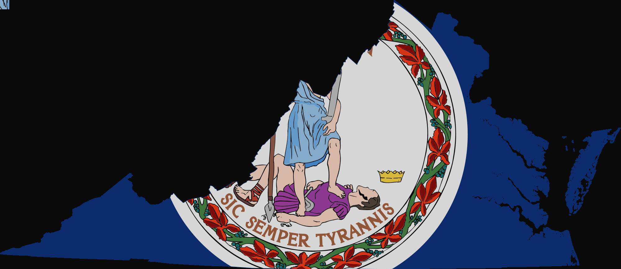 Flag Map Of Virginia Clipart - Flag Map Of Virginia Clipart (2000x867)