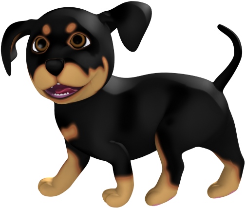 Happy Cartoon Rottweiler Puppy Walking - German Pinscher (600x600)