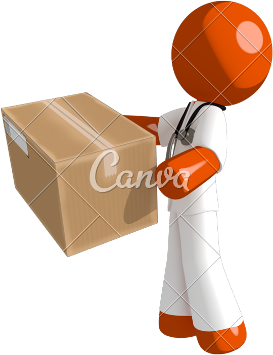 Orange Man Doctor Delivering A Package - Photography (636x800)