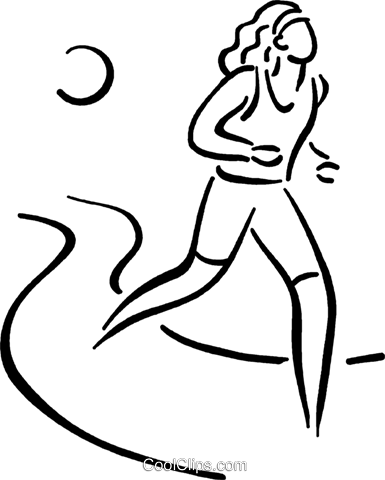 Woman Jogging Royalty Free Vector Clip Art Illustration - Girl Runner (385x480)