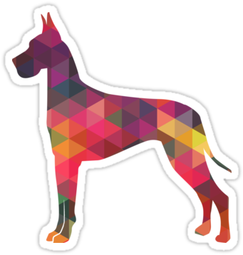 Great Dane Colorful Geometric Pattern Silhouette By - Great Dane (375x360)