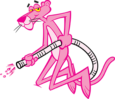 Owens Corning Pink Panther Applying Blow In Insulation - Owens Corning Pink Panther (391x338)