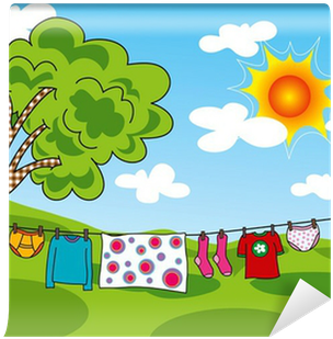 Summer Clothes Hanging On A Line - Tree (400x400)