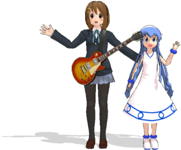 Yui Hirasawa And Squid Girl By Marcospower1996 - Mmd (799x374)
