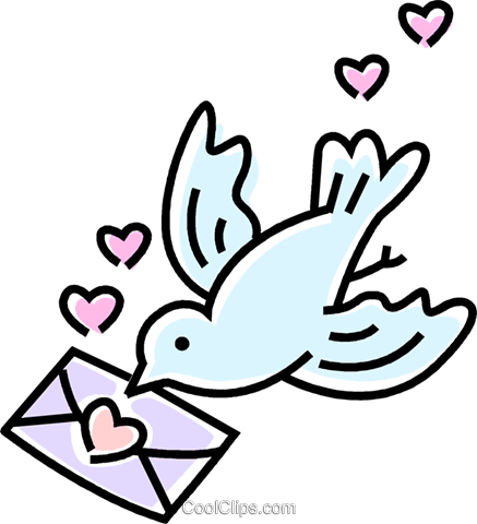 Bird With A Love Letter Royalty Free Vector Clip Art - Homing Pigeon (437x480)