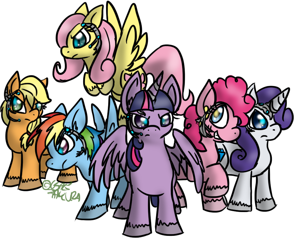 Mane Six Cybernized By Usagi-zakura - Cartoon (1000x800)