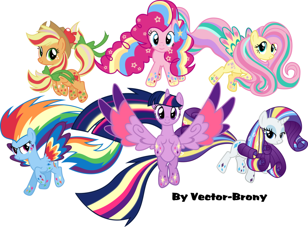 Rainbow Powered Main Six By Vector-brony - Rainbow Power Mane 6 (1042x767)