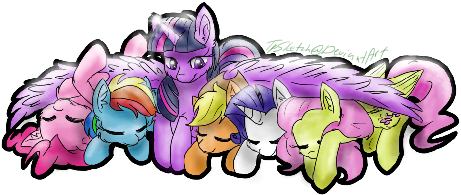 Mane 6 By Samdy-batimfan - Cartoon (932x395)