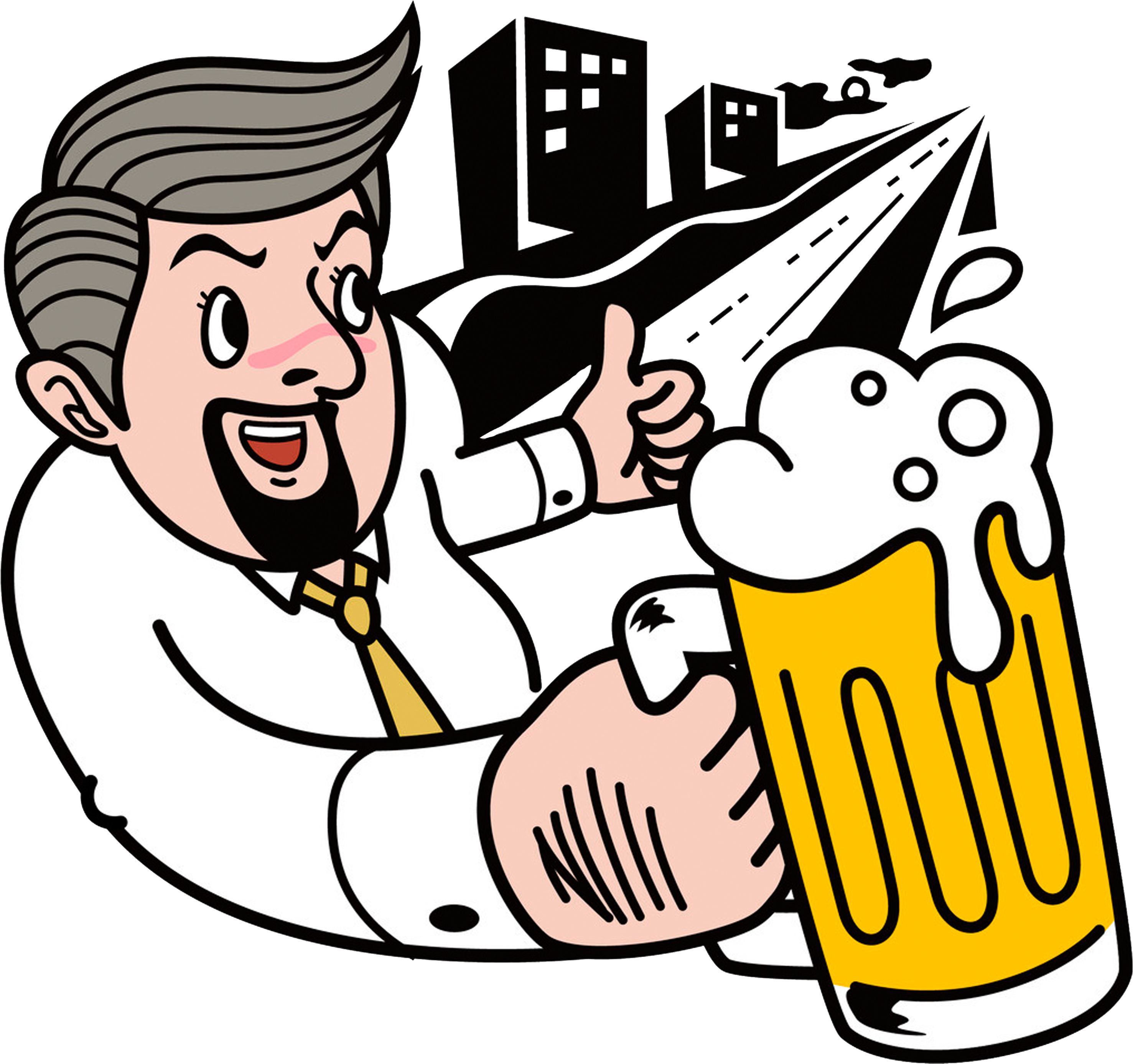 Beer Drinking Cartoon Ilration Hold A Large Please - Illustration (5000x5000)