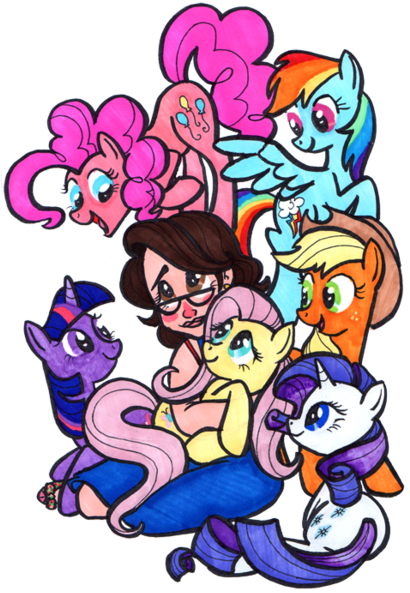 Katseartist, Brony, Fluttershy, Glasses, Human, Mane - Cartoon (409x600)