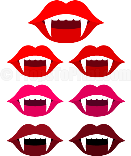 Printable Vampire Mouth Photo Booth Prop - Halloween Photo Booth Props (458x593)