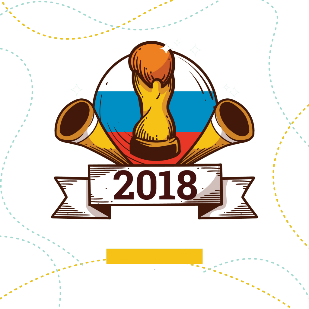 World Football Cup Background With Ball And Waves Free - World Cup 2018 Cartoon (1024x1024)