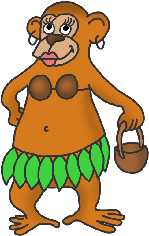Cute Lady Monkey Clip Art - Funny Female Monkey Cartoon (681x886)