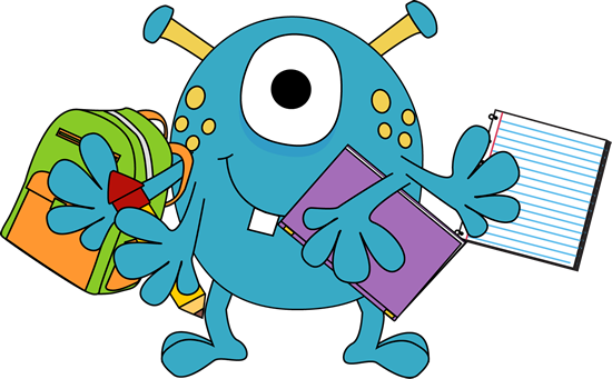 Monster Going To School Clip Art - School Monster Clipart (550x341)