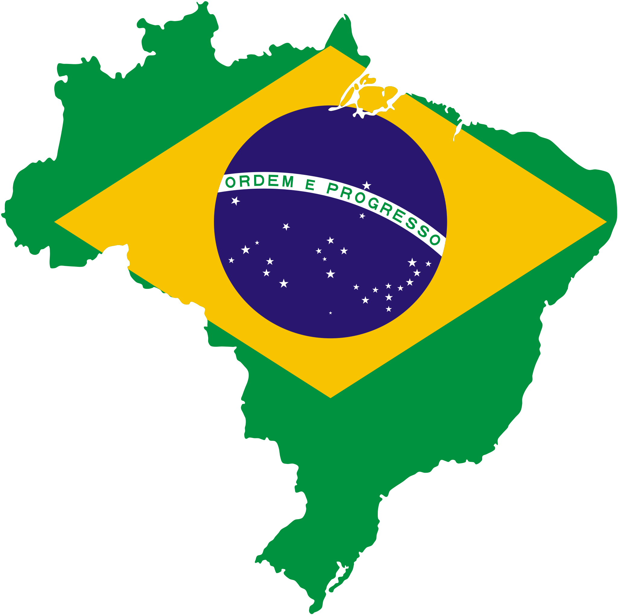 Brazil Clip Art - Brazil Flag Map (2048x2040)