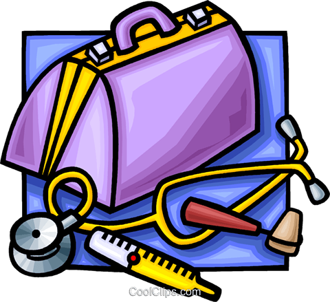 Doctors Bag With Medical Supplies Royalty Free Vector - Doctor Things Clip Art (480x439)
