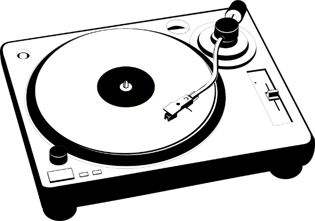 Turntable Clip Art At Clker - Turntables Black And White (625x439)