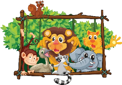 Cartoon Animal Group Image - Day At The Zoo - Baby & Toddler Alphabet Book [book] (500x300)