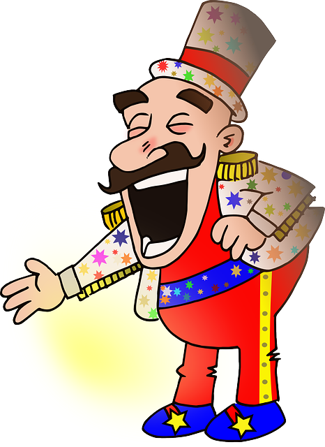 Showmaster Circus, Man, Person, Laughing, Entertainer, - Joke Clipart (466x640)
