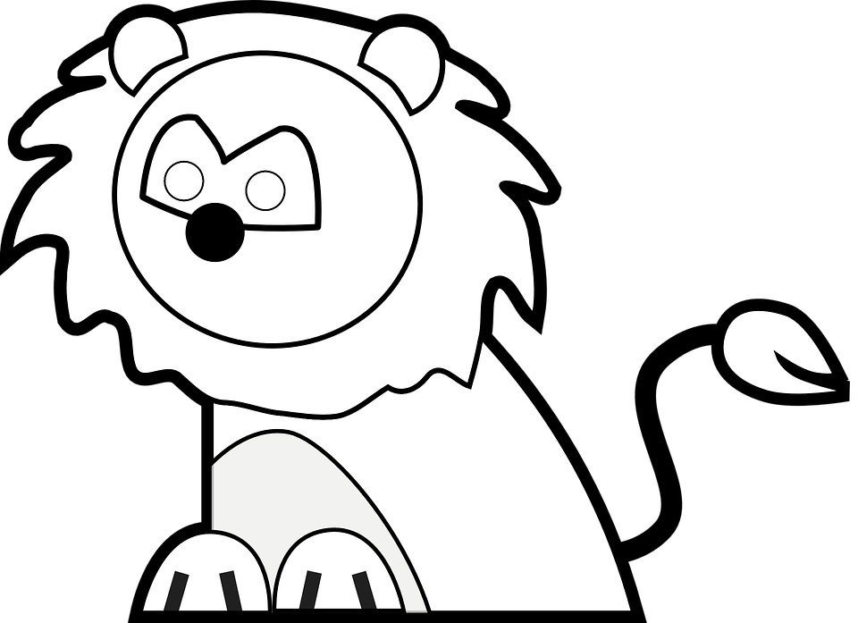 Black And White Lion Clip Art - Lion Clip Art (960x697)