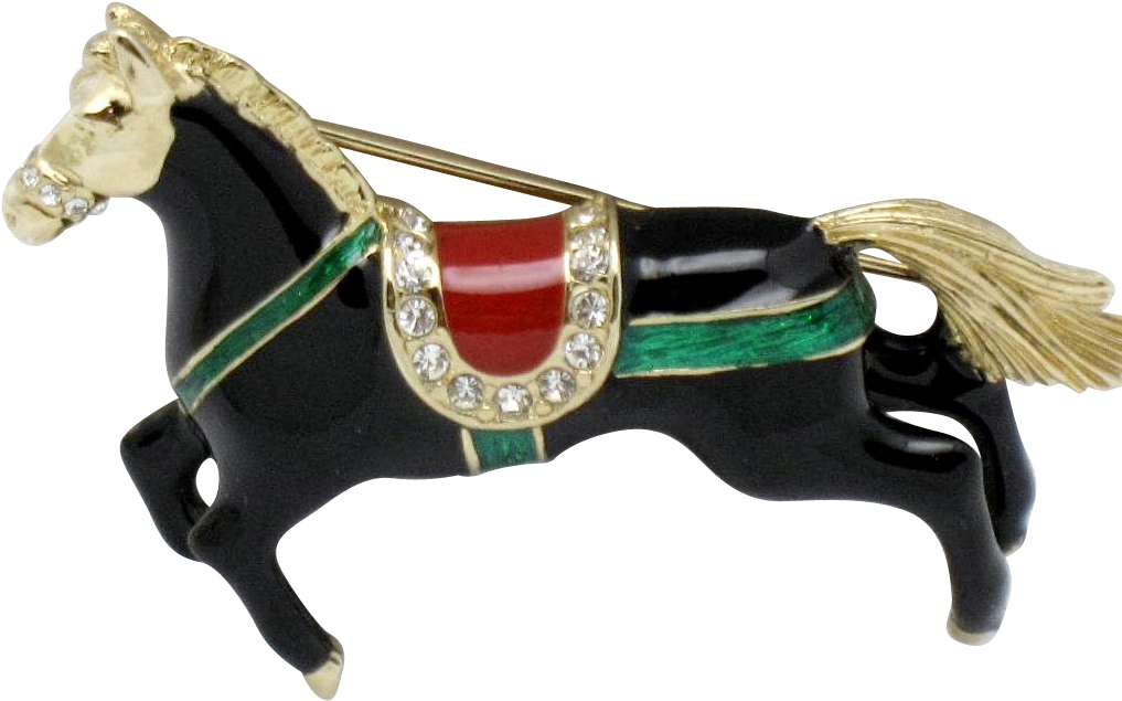 Early Ciner Vintage Circus Horse Figural Brooch Pin - Stallion (1016x1016)