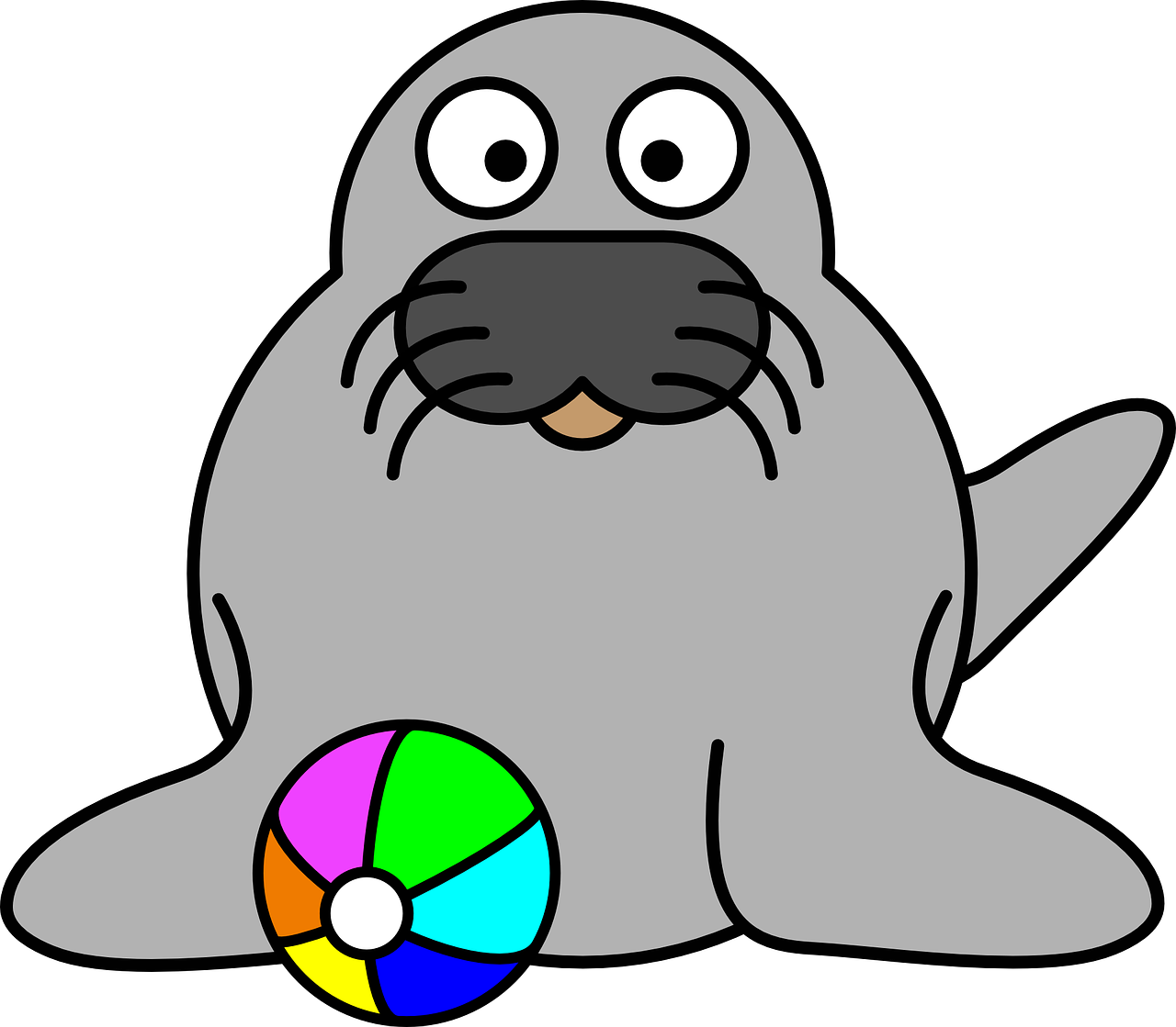 Seal With Ball Clipart - Clipart Seal (1280x1119)