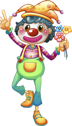 Yellow Party Clown Holding Balloons - Arlequin Infantil (500x500)