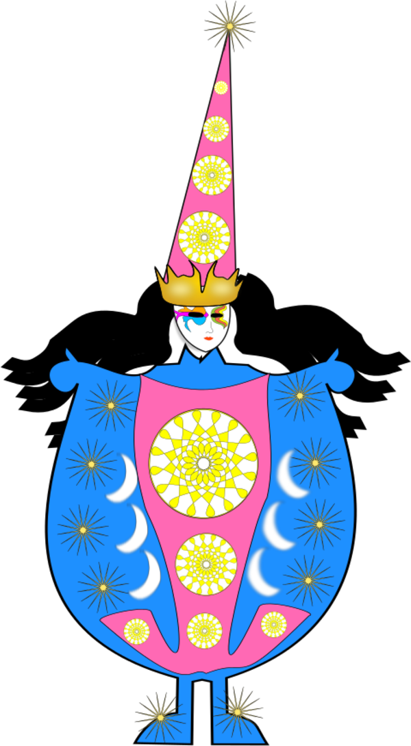Clown Wearing Large Dress And Long Hat - Clip Art (1322x2400)