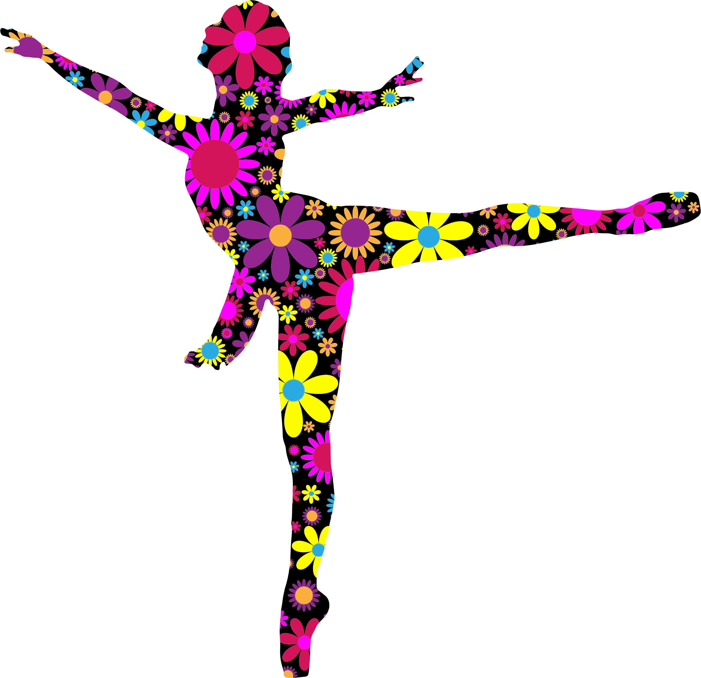 Clipart Surprising Dancer Silhouette Floral Ballet - Ballet Clipart (2336x2260)