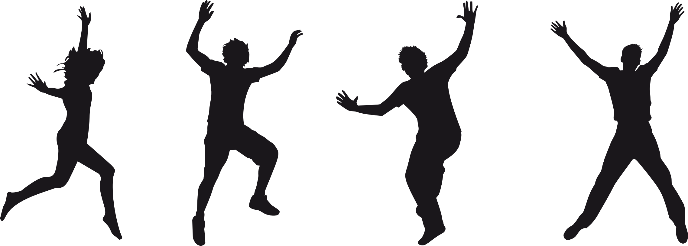Clipart - Silhouette Of 3 People (2276x814)