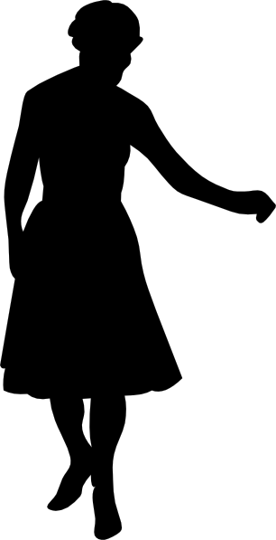 Dancing Gal Clip Art Free Vector - Silhueta Mulher Dançando Png (306x597)