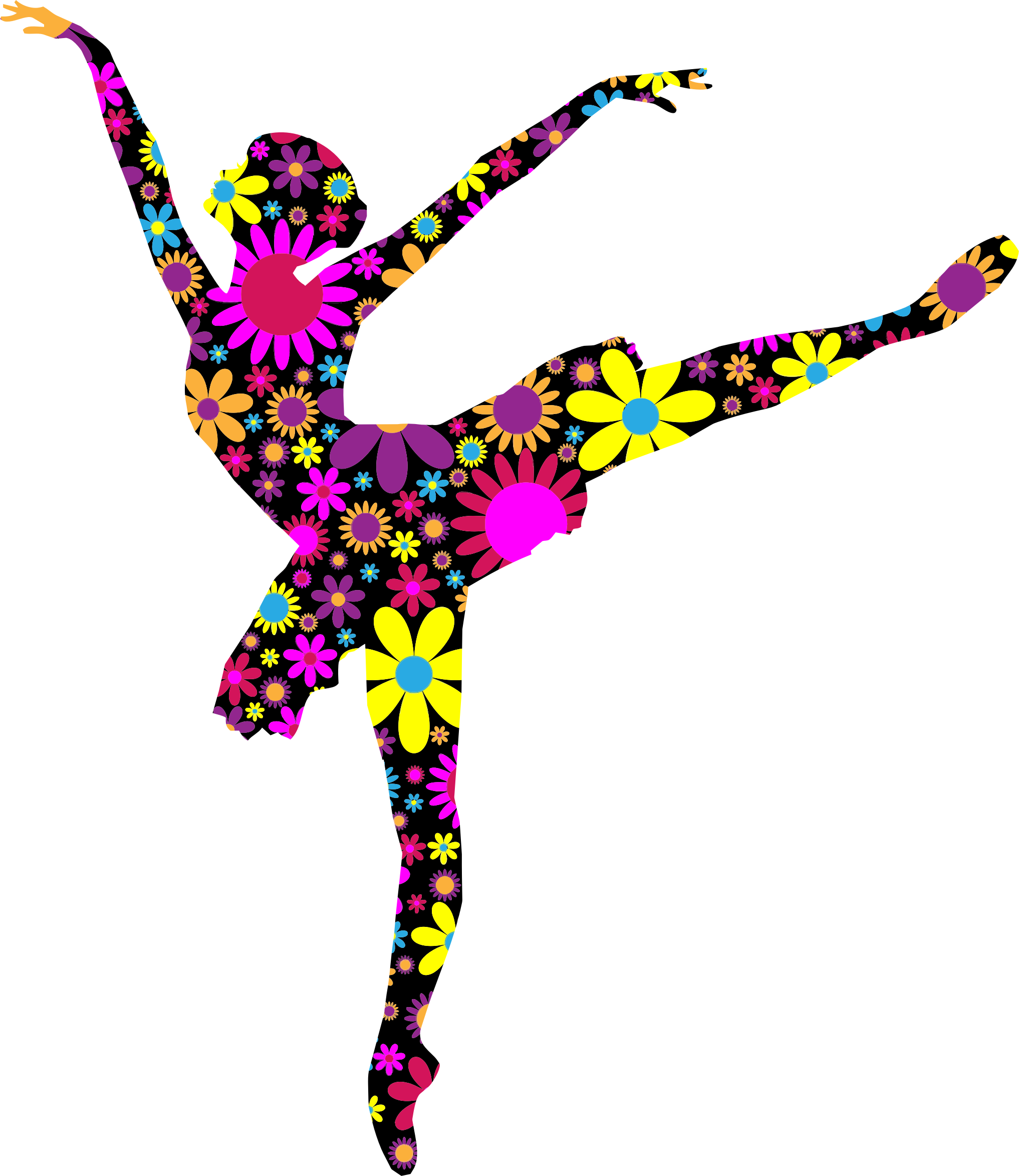 Floral Graceful Ballerina Silhouette By Gdj - Ballerina Dance Silhouette Png (2034x2346)