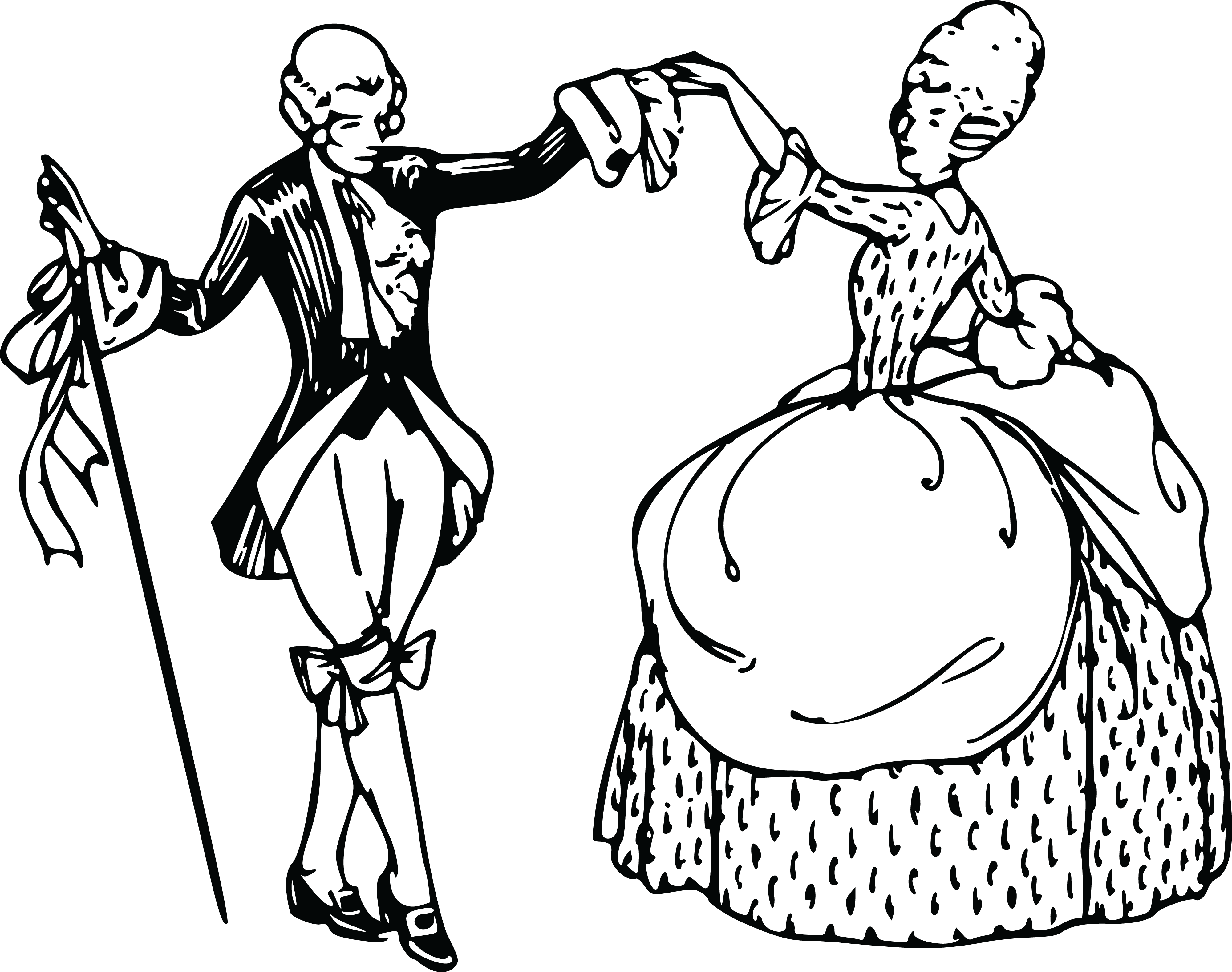 Free Clipart Of A Vintage Couple Ballroom Dancing - Menüett Tánc (4000x3157)