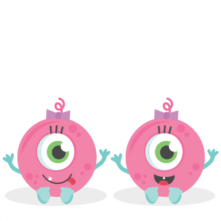 Twin Baby Girl Monsters Svg Scrapbook Cut File Cute - Cute Baby Girl Monsters (432x432)