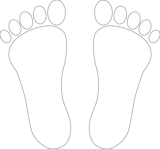 Feet - Outline - Clip - Art - Foot Clipart Black And White (555x516)