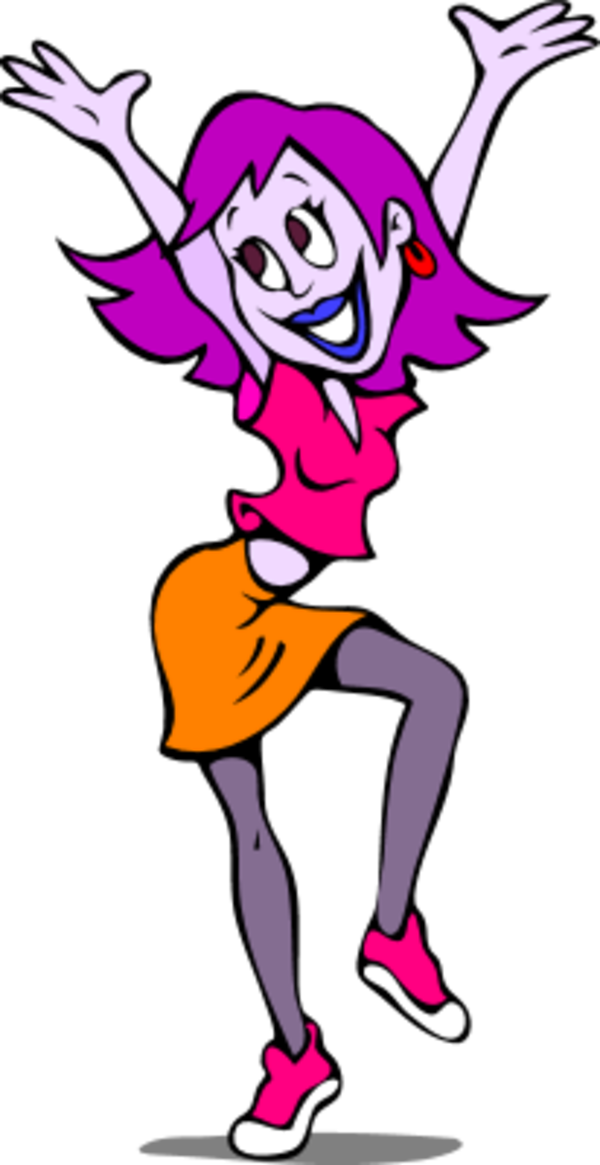 Woman Happy Dance Clip Art - Clip Art Of Happy Dance (600x1165)