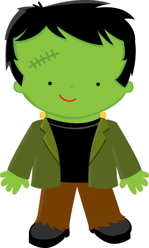 Halloween Baby Witch Clip Art - Halloween Frankenstein Clipart (489x811)